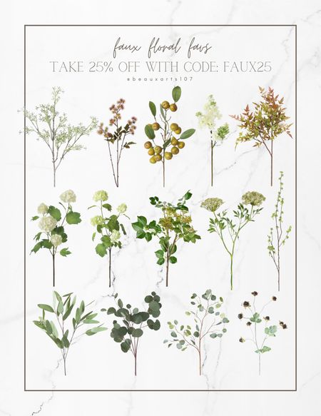 Save 25% off faux floral and faux plants site wide with code: FAUX25

#LTKSale #LTKsalealert #LTKstyletip #LTKFind #LTKhome #LTKunder50