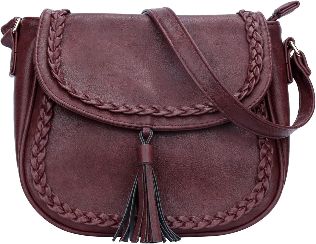 KKXIU Casual Flap Saddle Crossbody Bags for Women Purses and Handbags with Tassel | Amazon (US)