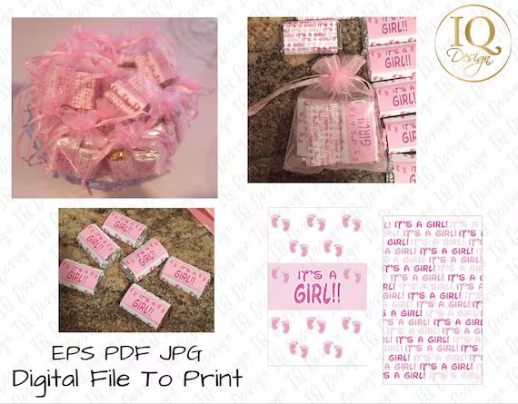It's a Girl!! Mini Chocolate Wrapper- BABY SHOWER -Digital File eps/ pdf / jpeg to print | Etsy (US)