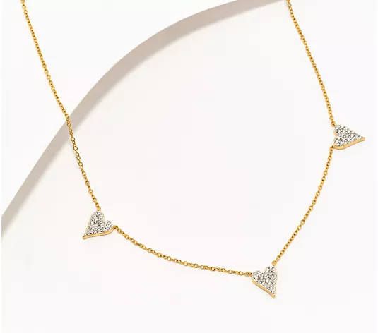 Diamonique x Jennifer Miller 3 Heart Station Necklace, Sterl - QVC.com | QVC