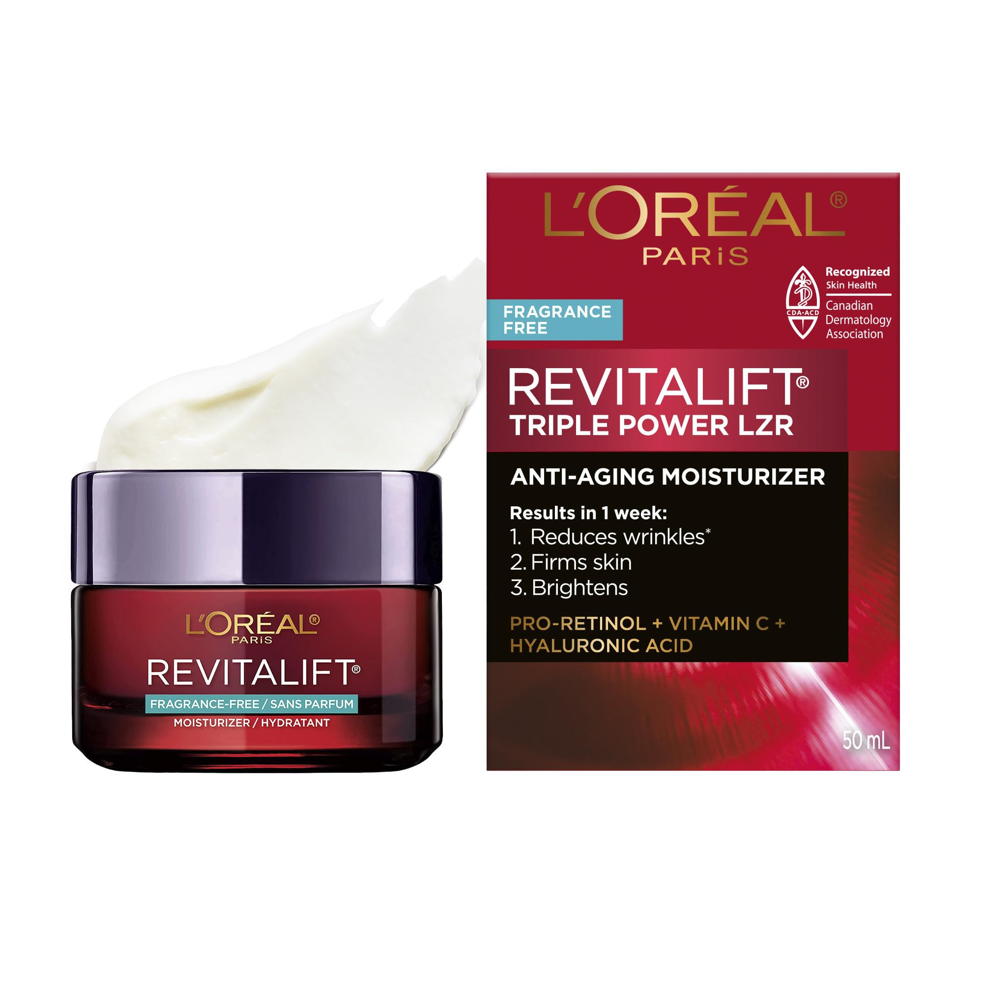 L’Oréal Paris Fragrance-Free Day Cream, Reduces Look of Wrinkles & Firms Skin, with Pro-Retino... | Amazon (CA)
