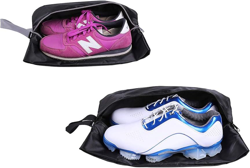 YAMIU Travel Shoe Bags Set of 2 Waterproof Nylon with Zipper for Men & Women (Black) | Amazon (US)