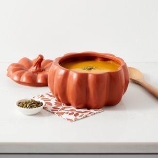 93.3oz Stoneware Pumpkin Tureen Serving Dish Orange - Threshold™ | Target