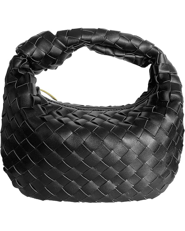 Women Soft PU Leather Hobo Bag Handmade Woven Handbag Knotted Casual Dumpling Pouch Woven Clutch ... | Amazon (US)