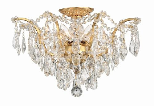 Crystorama Filmore 5 Light Hand Cut Crystal Antique Gold Flush Mount | Amazon (US)
