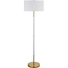Henn&Hart 2-Light Floor Lamp with Fabric Shade in Matte White/Brass/White, Floor Lamp for Home Of... | Amazon (US)
