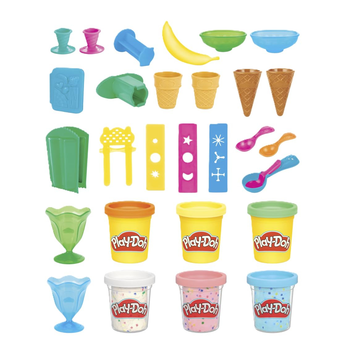 Play Doh Kitchen Creations Ice Cream Party Set with 22 Tools & 6 Colors, 2-Ounce Cans, Back to Sc... | Amazon (US)