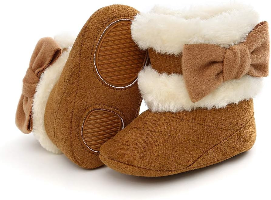 E-FAK Baby Boy Girl Boots Newborn Shoes Winter Snow Bowknot Anti-Slip Soft Sole Warm Infant Toddl... | Amazon (US)