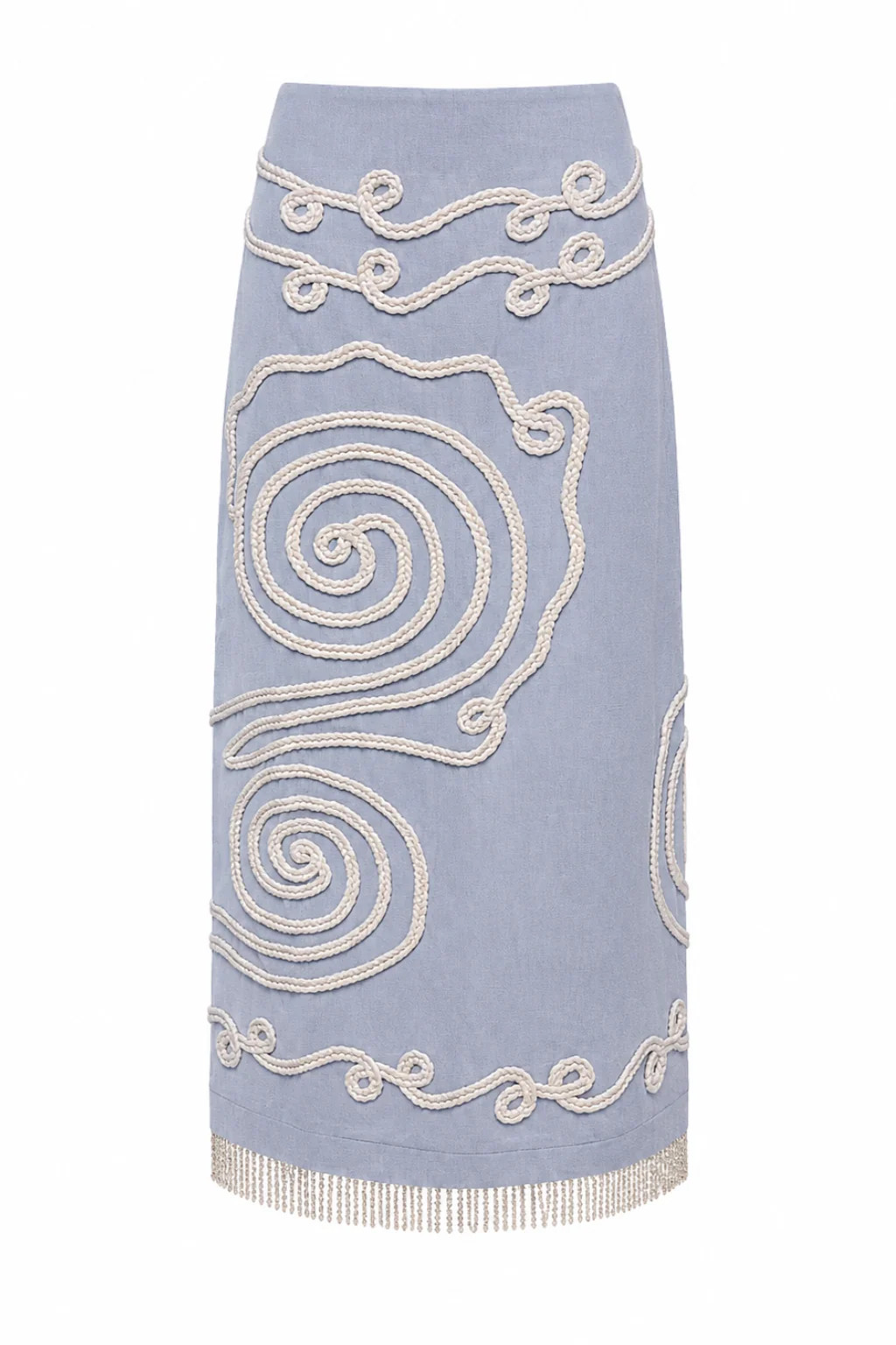 Dillon Sky Blue Embroidery Midi Skirt | Anna Cate Collection
