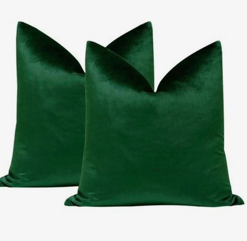 Luxury Shiny Green Velvet Pillow Cover I Christmas Green Velvet Pillow l All Size available by HT | Etsy (US)