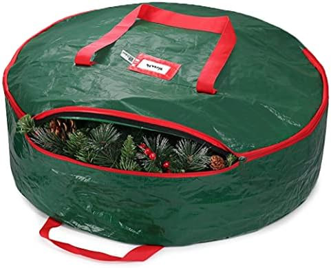 ZOBER Christmas Wreath Storage Container 24 Inch - Wreath Bag for Artificial Wreaths Box - Dual Z... | Amazon (US)