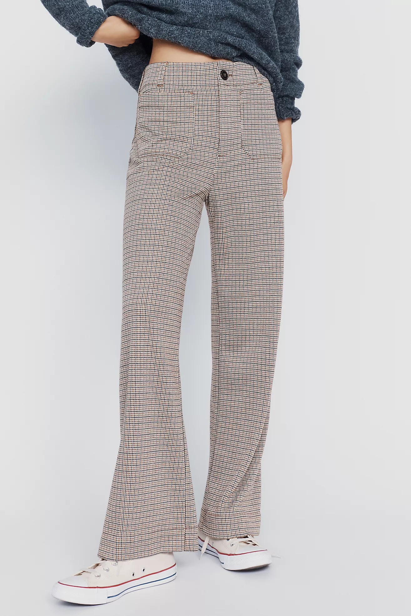 Maeve Colette Houndstooth Full-Length Wide-Leg Pants | Anthropologie (US)