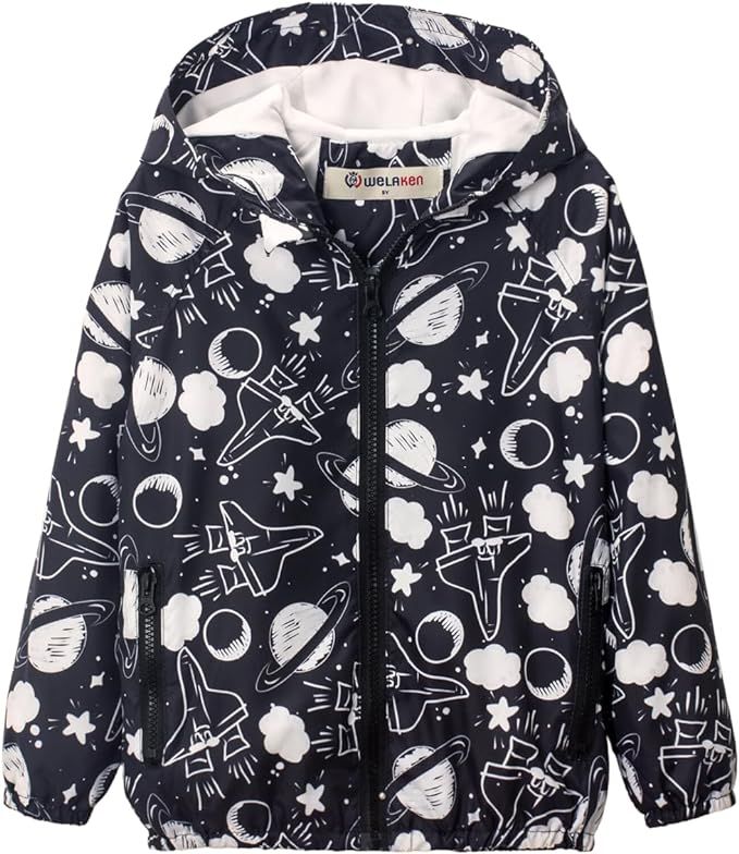 WELAKEN Lightweight Jacket for Boys Kids & Toddler II Girls' Print Water-resistant Jacket | Amazon (US)