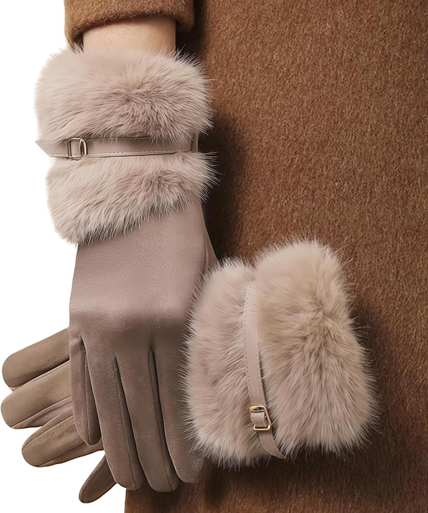 Winter Gloves for Women - Warm Winter Gloves with touchscreen fingers, Suede Gloves Women for Col... | Amazon (US)
