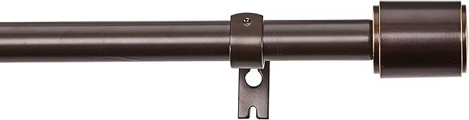 Amazon Basics 1-Inch Curtain Rod with Cap Finials - 72 to 144 Inch, Dark Bronze (Espresso) | Amazon (US)
