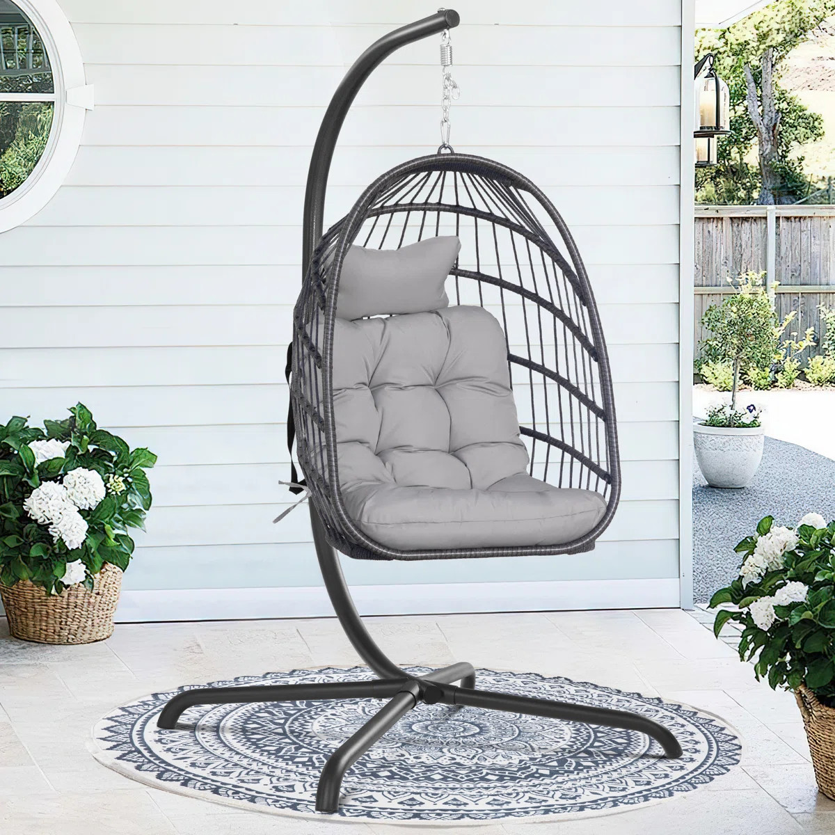 Chingford Outdoor/Indoor Swing Egg Chair with Stand | Wayfair North America