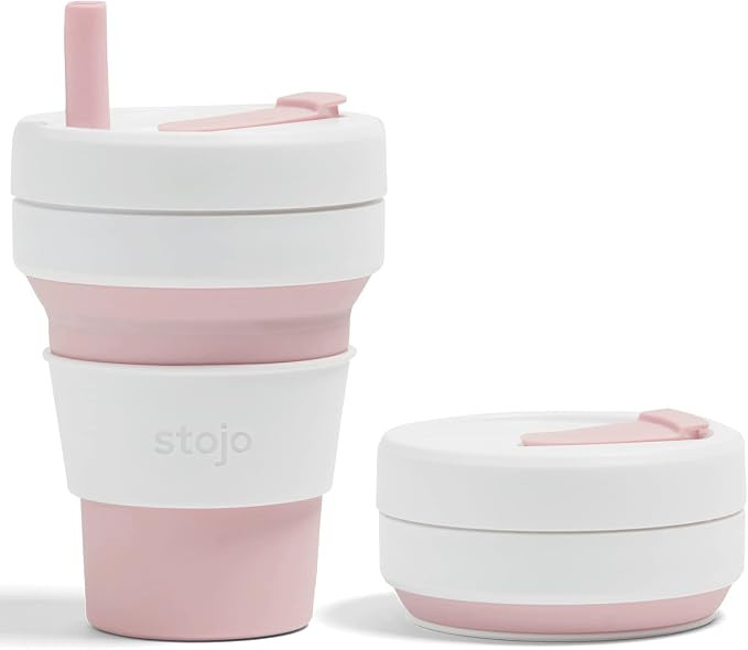 Stojo Collapsible Travel Cup With Straw – Rose Pink, 16oz / 470ml - Reusable To-Go Pocket Size ... | Amazon (US)