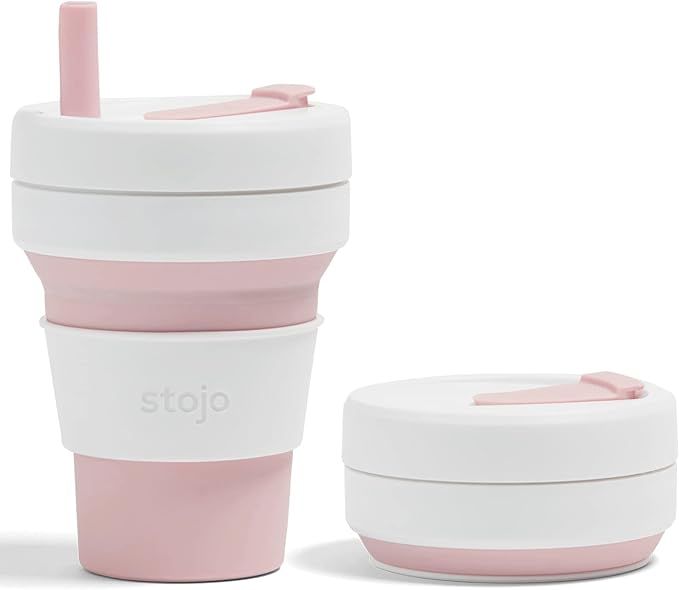 Stojo Collapsible Travel Cup With Straw – Rose Pink, 16oz / 470ml - Reusable To-Go Pocket Size ... | Amazon (US)