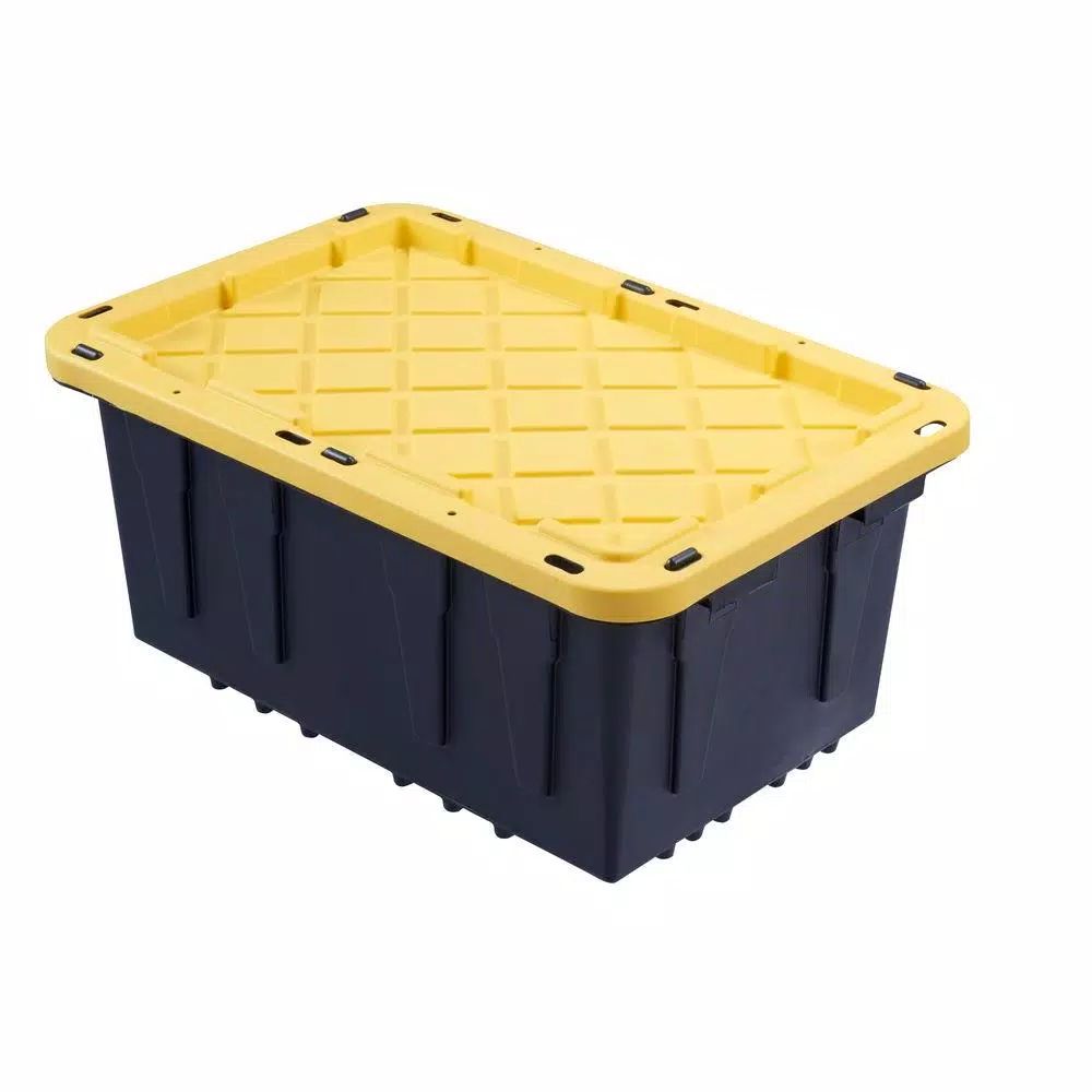 12 Gal. Tough Storage Bin in Black | The Home Depot