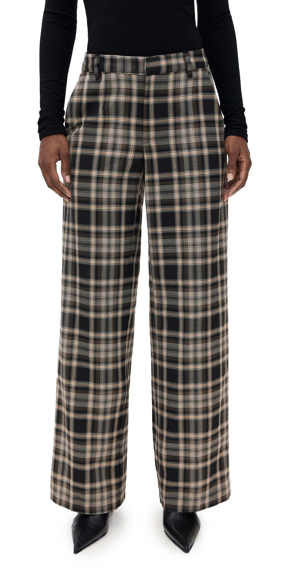 Enza Costa Relaxed Plaid Trousers Plaid 0 | Shopbop