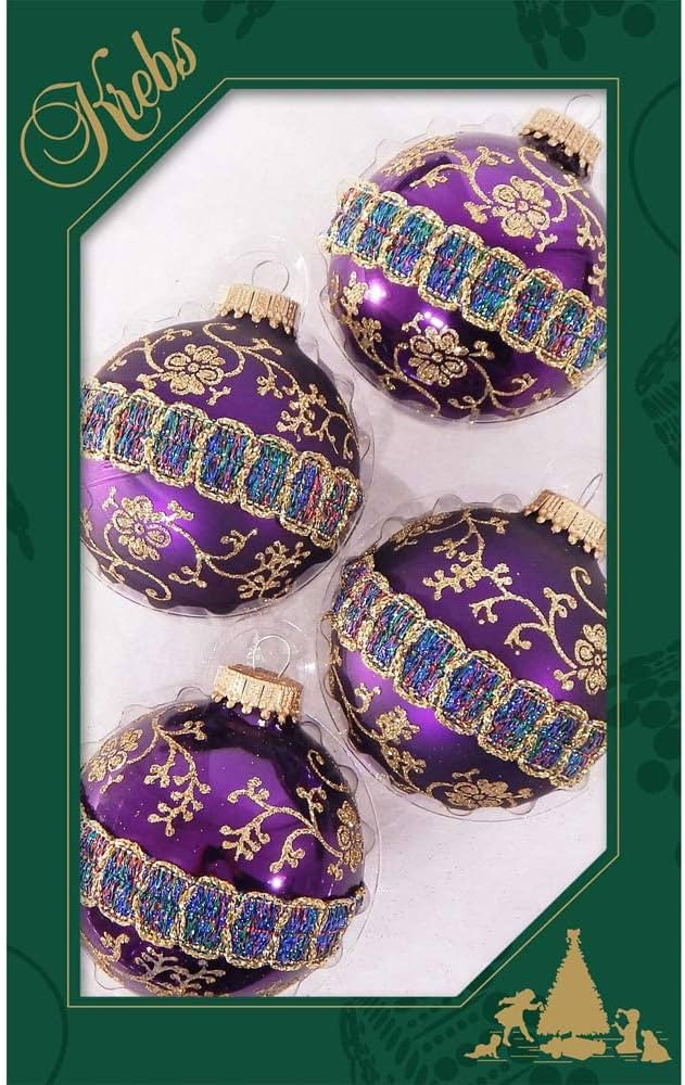 Glass Christmas Tree Ornaments - 67mm/2.625" [4 Pieces] Decorated Balls from Christmas by Krebs S... | Amazon (US)