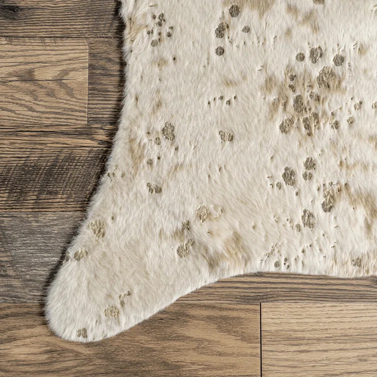Kirksey Animal Print Contemporary Faux Cowhide Area Rug in Off-White | Wayfair North America