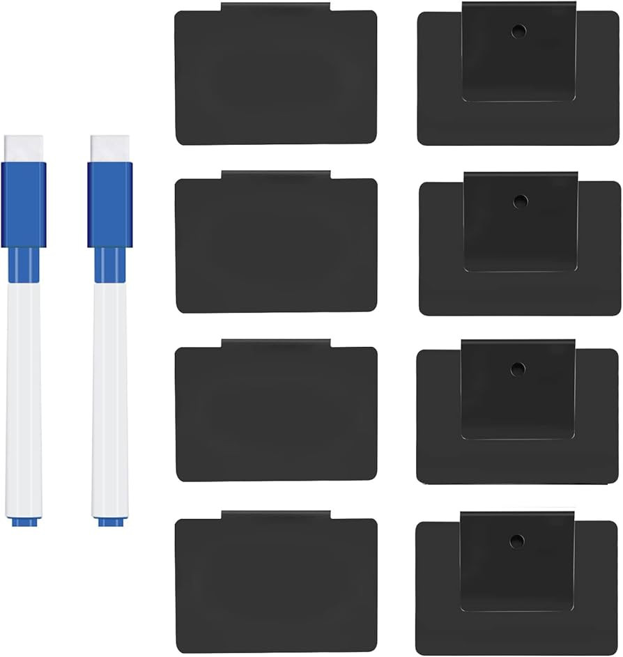 Metal Basket Bin Label Clip on Removable Basket Label Pantry Basket Label Clip with Chalk Markers... | Amazon (US)