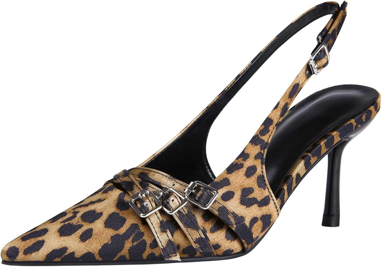 baobeijiadao Womens Slingback Stiletto Heels Pointed Toe Slip On Pumps Closed Toe Heeled Sandals ... | Amazon (US)