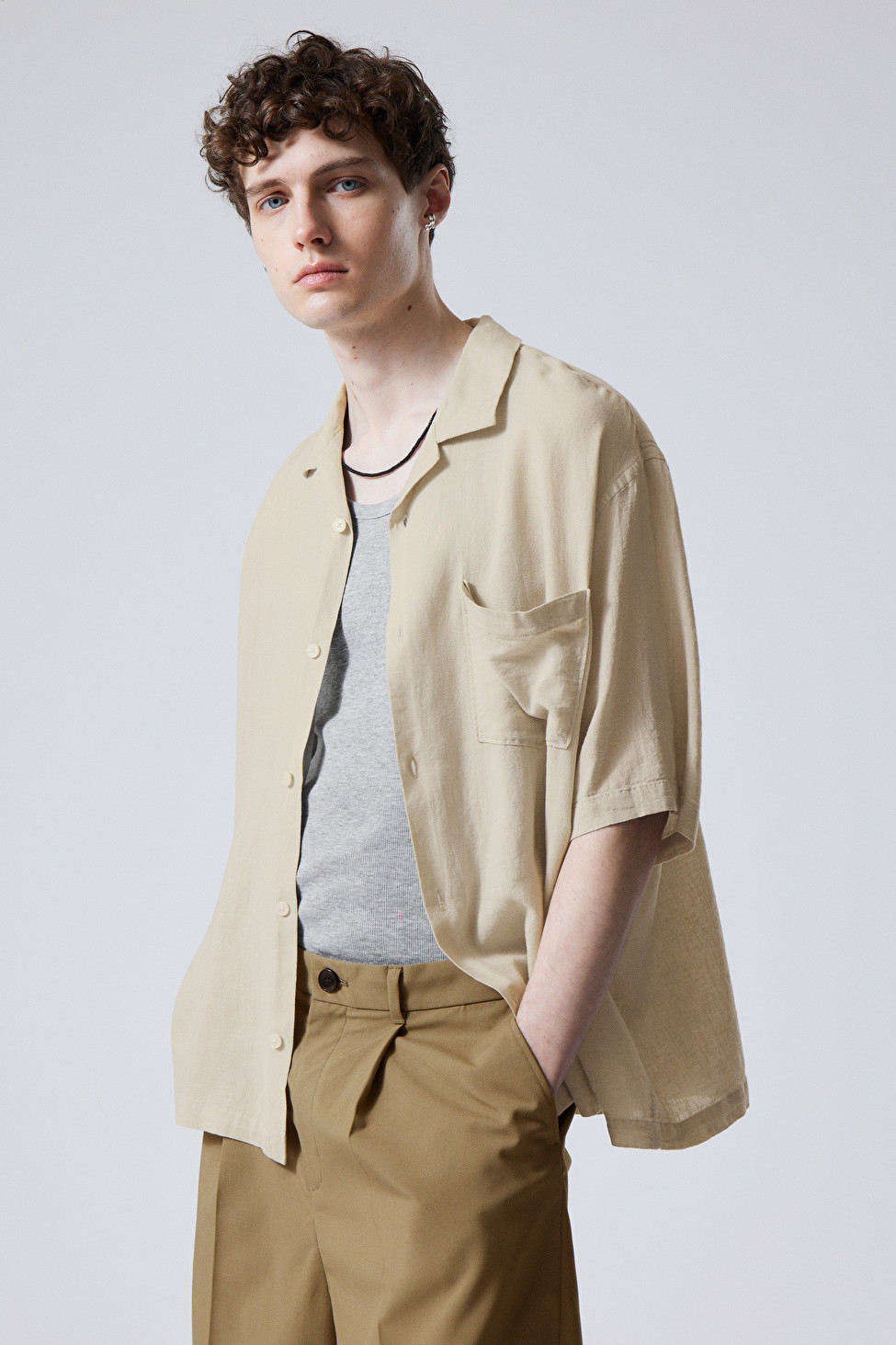 Oversized Linen Short Sleeve Shirt | Weekday