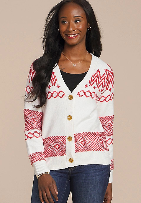 Fair Isle Button Front Cardigan | Maurices
