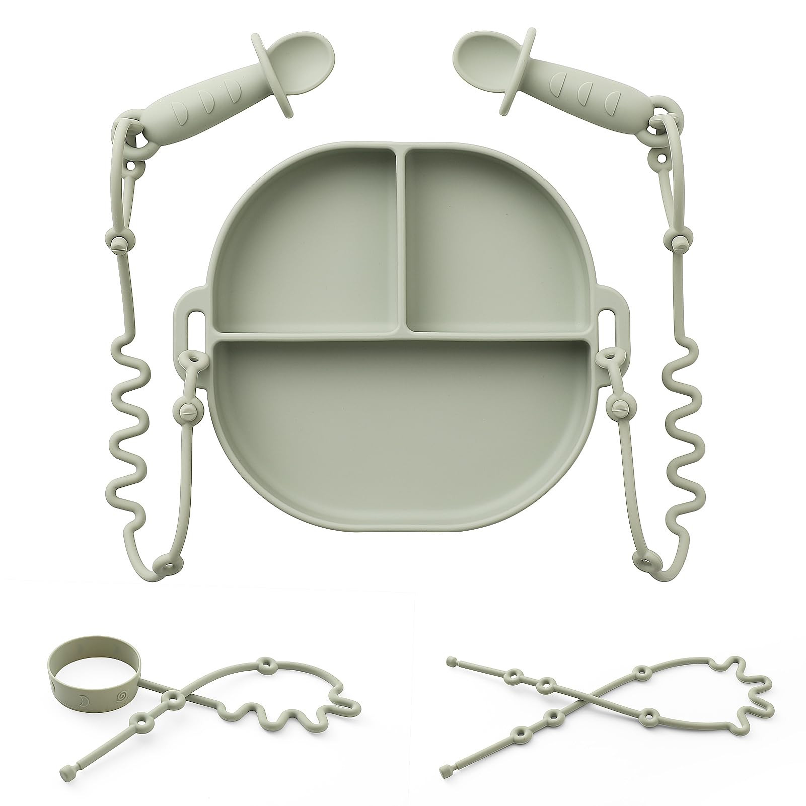 Andy Bear Silicone Plates for Babies with Suction Divided Baby Spoons Silicone Baby Toy Straps Al... | Amazon (US)