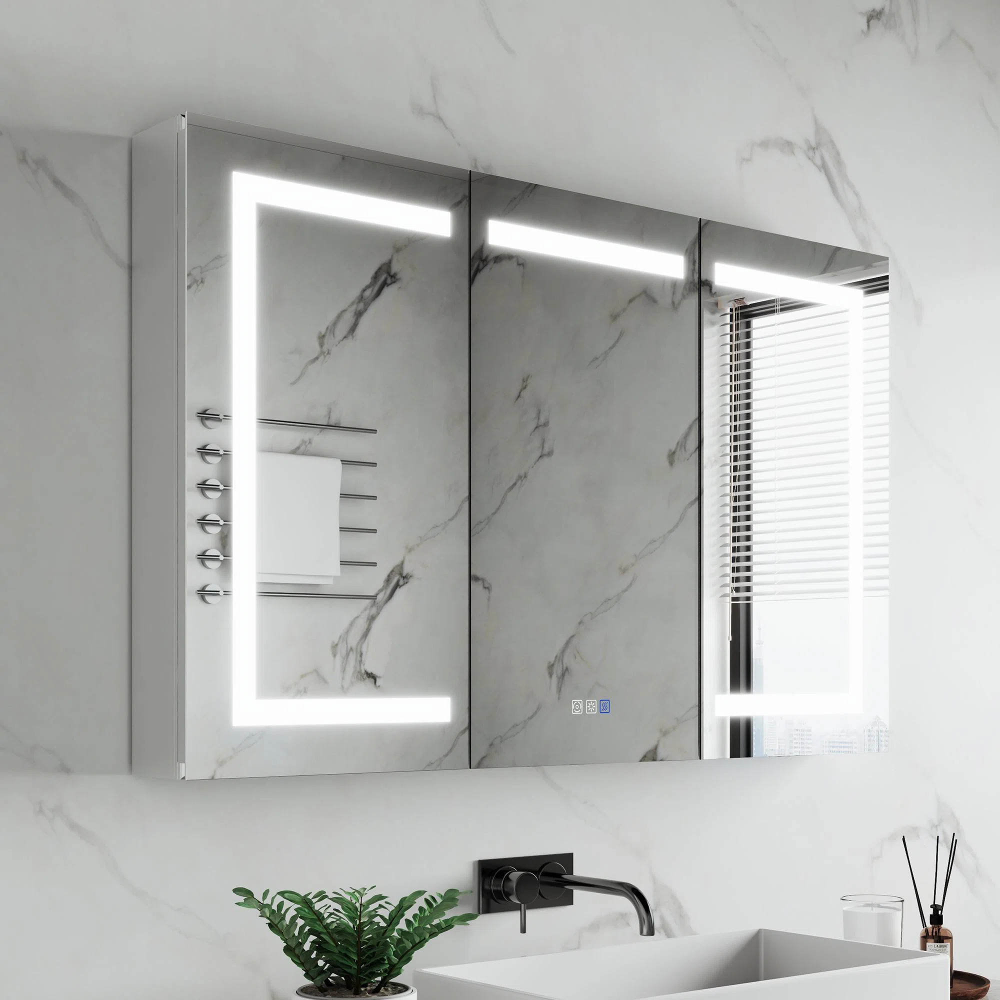 Surface Mount Three-Door Medicine Cabinet With Mirror And Adjustable Shelves | Wayfair North America