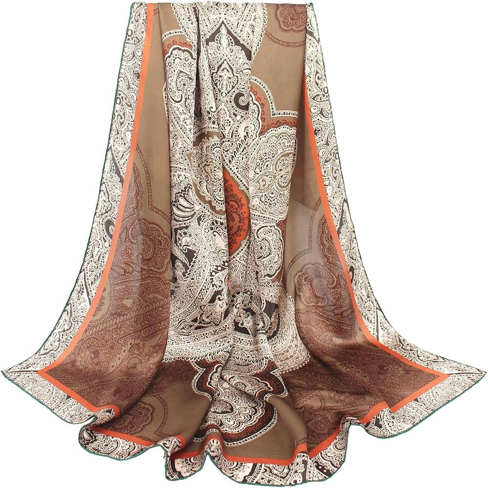 ANDANTINO 100% Silk Scarf 43" Large Square Lightweight Headscarf& Shawl–Women Hair Wraps-With G... | Amazon (US)