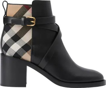Pryle Check Block Heel Bootie (Women) | Nordstrom