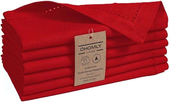100% Cotton Dinner Napkins - 18x18 Inch Solid Cloth Napkins with Hemstitch & Mitered Corners - So... | Amazon (US)