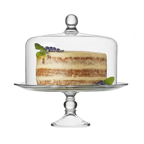 Libbey Selene Glass Cake Stand with Dome Lid, Elegant Curved Footed Glass Cake Holder, Covered Cake Stand, Versatile Glass Dome | Amazon (US)