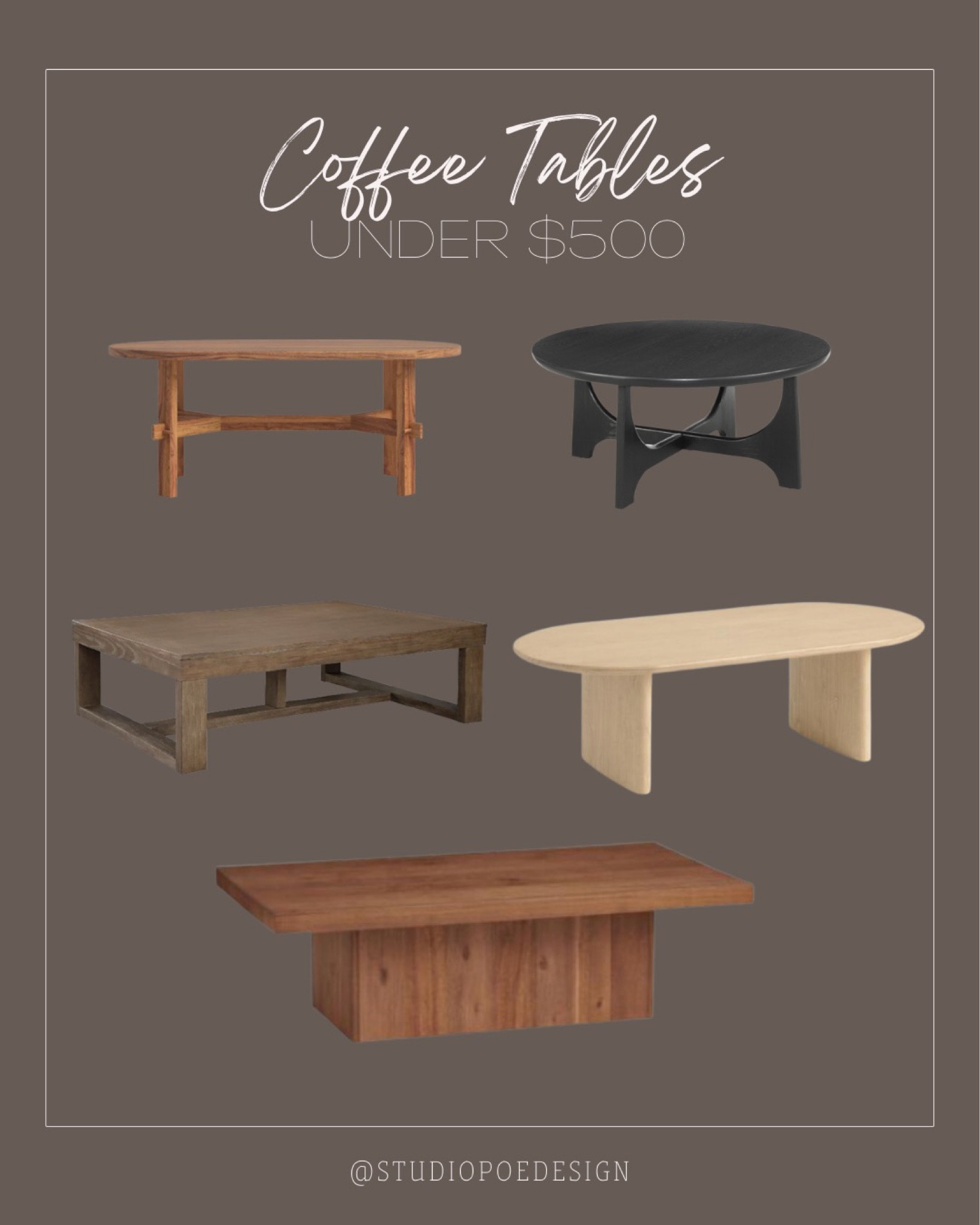 Coffee tables. 

Wood coffee table, living room decor, black coffee table, oval table

#LTKhome