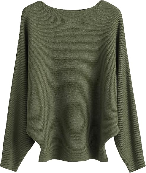 Ckikiou Womens Lightweight Oversized Boat Neck Sweaters Tops Dolman Batwing Sleeve Ribbed Knitted... | Amazon (US)