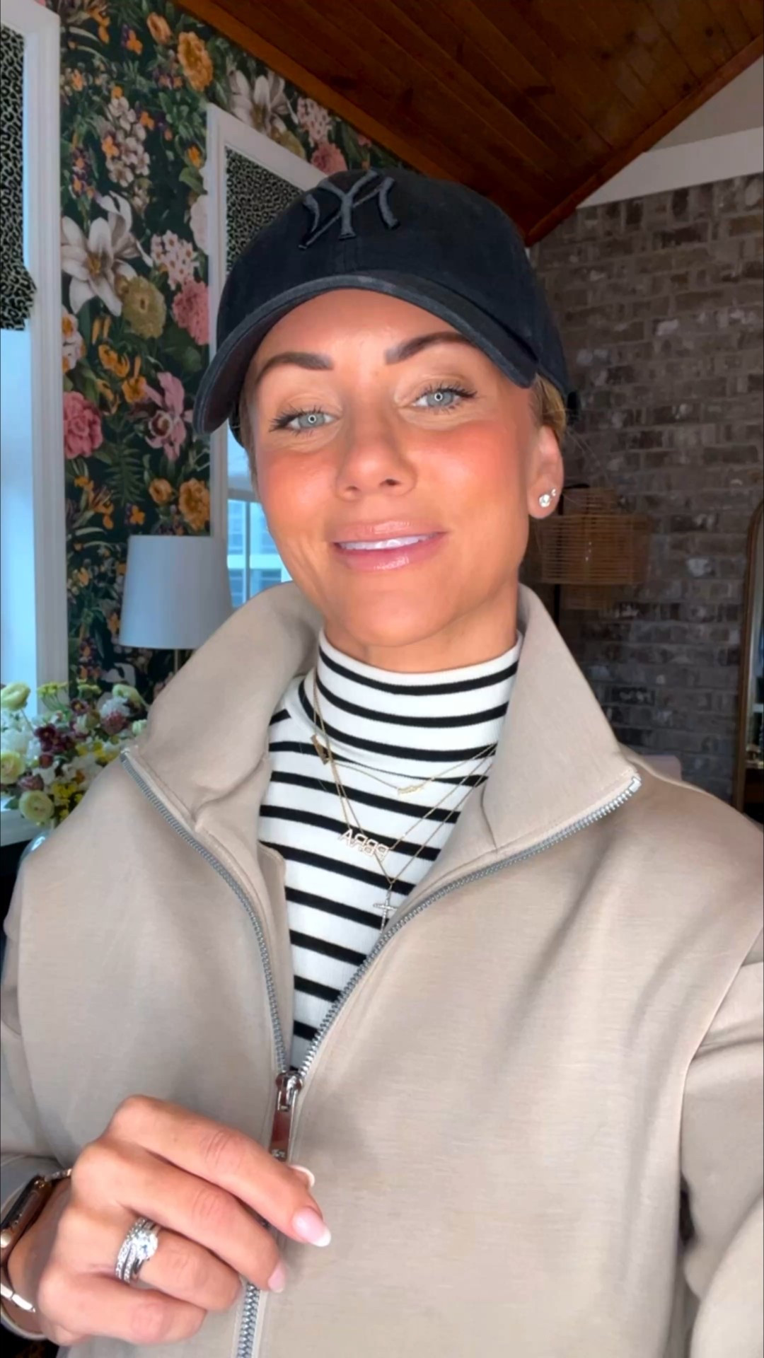 Easy casual and chic everyday outfit!  Joggers, Nikes, striped top, ball cap and jacket.  

#kbstyled #eveydayoutfits #casualoutfits #joggers #sneakers 

#LTKFindsUnder100 #LTKootd #LTKOver40