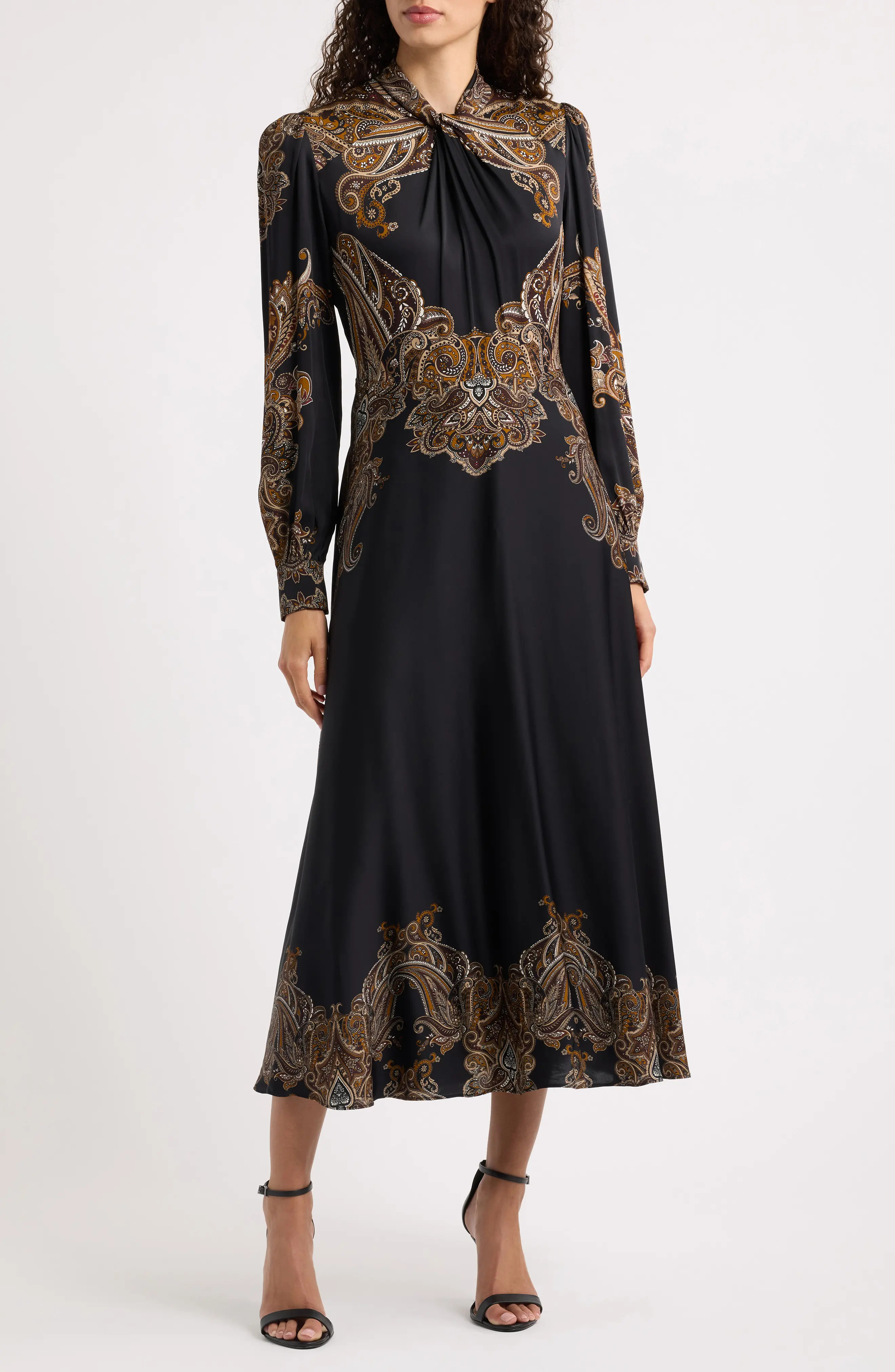 Elie Tahari Raquel Silk Blend Midi Dress (Women) | Nordstrom | Nordstrom