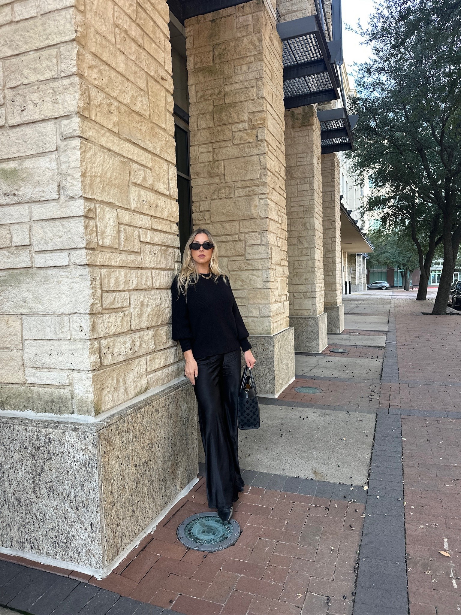 Love a black on black outfit! I think it just looks so chic! This ribbed sweater is an old fave so I did link a similar option. I also love a black pair of silk pants and these are perfection! I finished it off with black boots, black sunglasses, gold chain necklace and my LV handbag. All items linked⬆️

#Itkcreator #Itkfinds
#Itkwatchnow #amazon #amazonfinds #fall #fallfinds #fallfashion #sweater #Iv #handbag

#LTKHoliday #LTKSeasonal #LTKootd