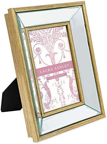 Laura Ashley 4x6 Gold Beveled Mirror Picture Frame, Classic Mirrored Frame with Deep Slanted Angl... | Amazon (US)