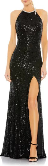 Ieena for Mac Duggal Sequin Halter Neck Column Gown | Nordstrom | Nordstrom