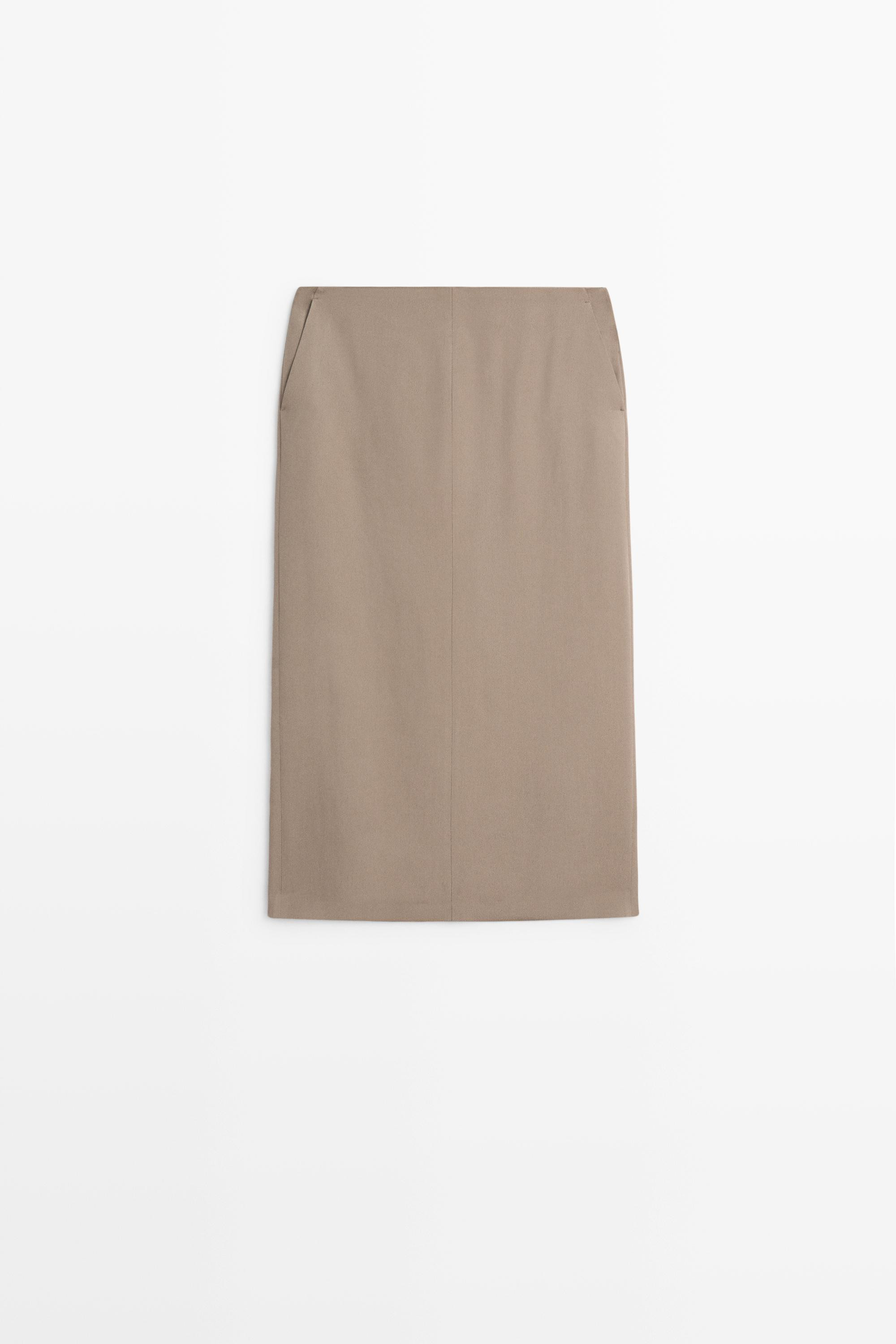 Flowing straight midi skirt - STUDIO | Massimo Dutti UK