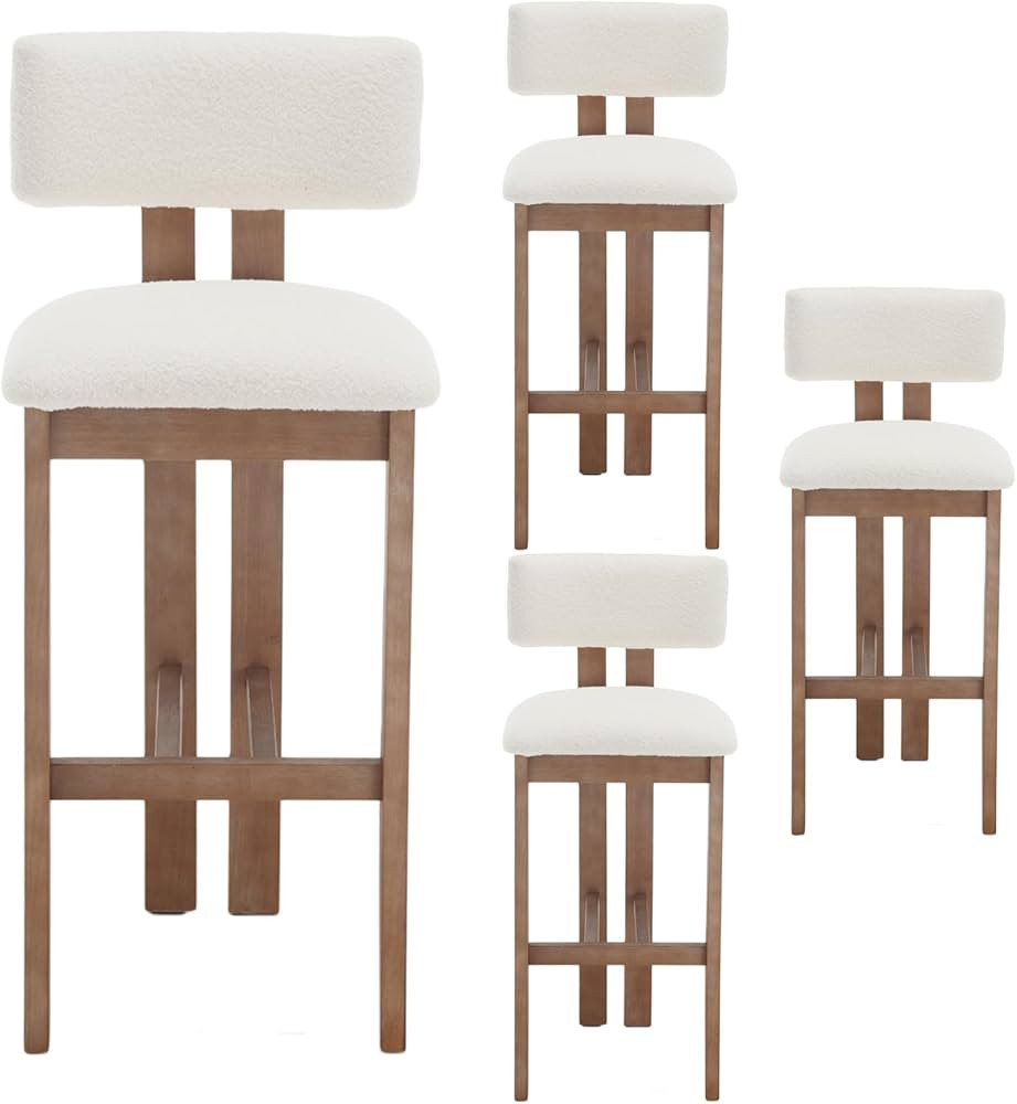 DUOMAY Modern Bar Stools Set of 4, 30'' Counter Height Bar Stools with Back & Solid Wood Legs, Mo... | Amazon (US)
