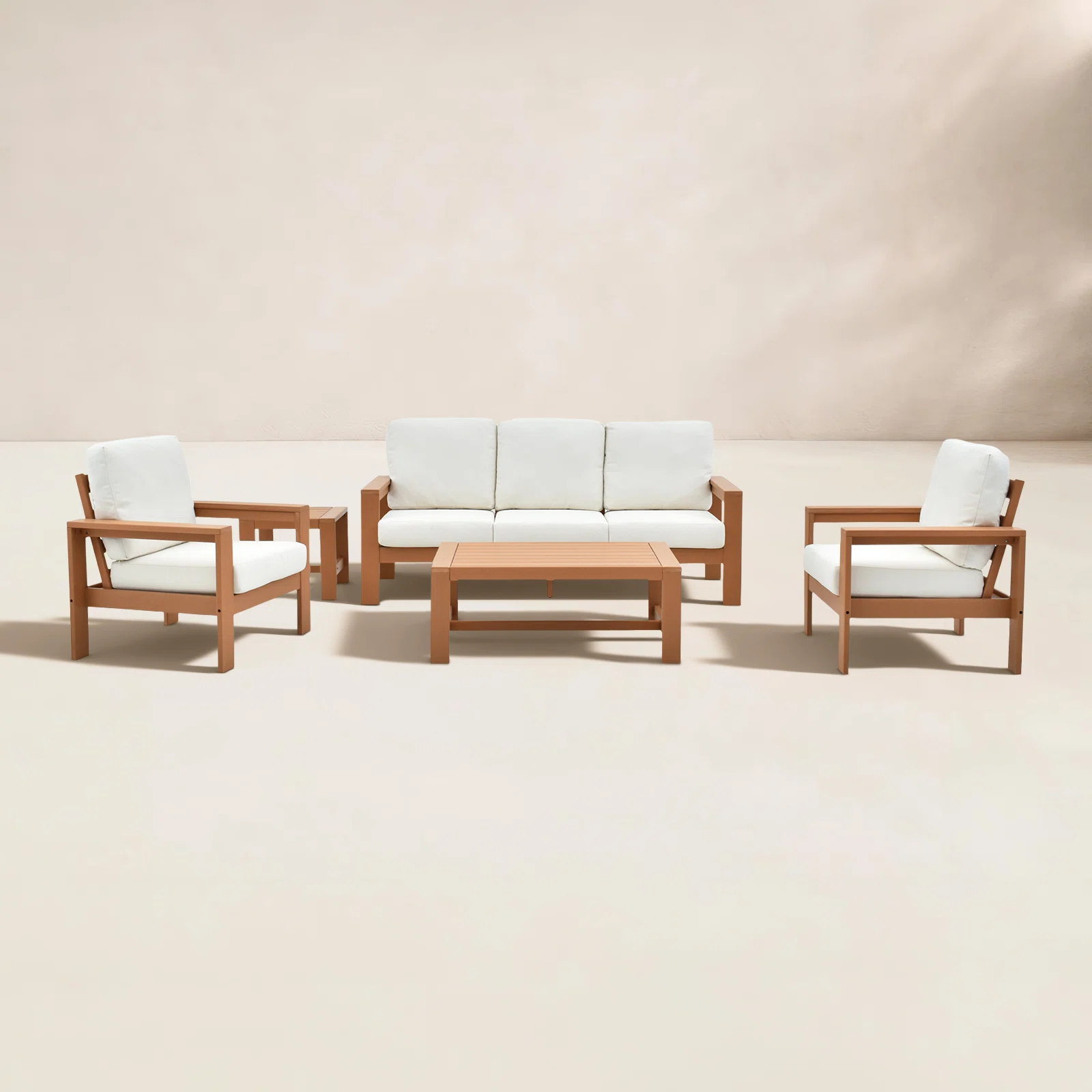 Madrid Wood 5 - Person Patio Conversation Set with Cushions (Set of 5) | Birch Lane