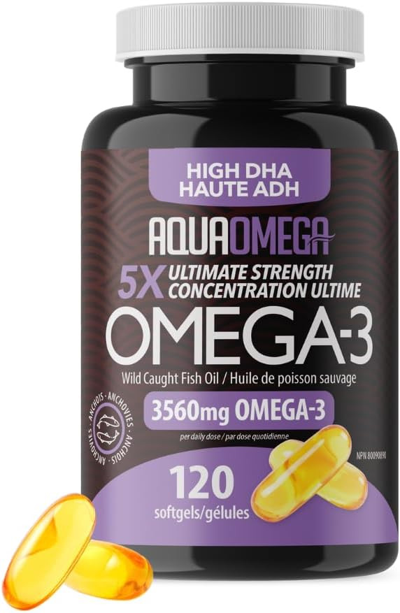 AquaOmega 5X Ultimate Strength High DHA Supplement, Omega 3 Supplements with EPA & Vitamin D, Wil... | Amazon (CA)