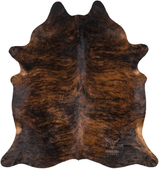Cowhides Rug 6x6 Brindle Dark Natural Leather | Amazon (US)