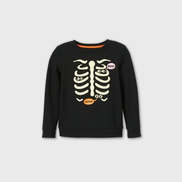 Girls' Spooky Skeleton Pullover Sweatshirt - Cat & Jack™ Black | Target