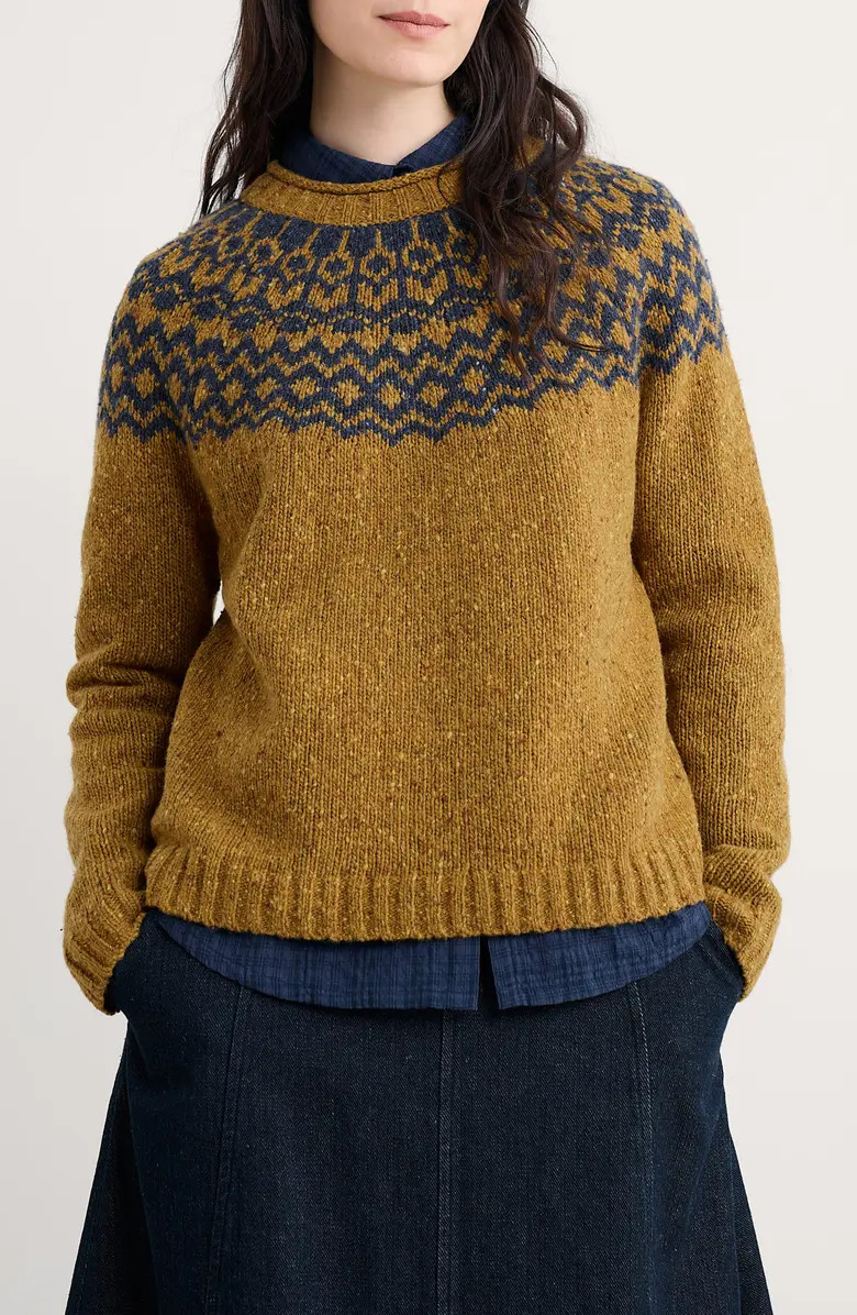 Seasalt Cornwall Port Kinnis Fair Isle Merino Wool Blend Crewneck Sweater | Nordstrom | Nordstrom